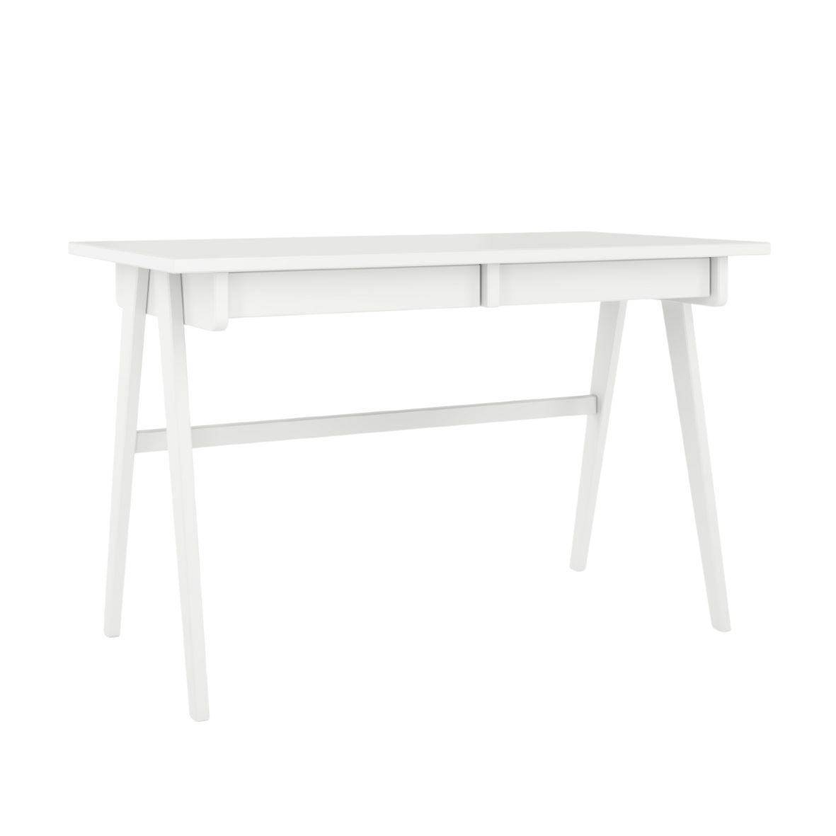 SCHREIBTISCH Edda, 120/65/75 cm in Vollflächiges Weiß (RAL 9003), Buchenholz - Klar/Weiß, Holz/Buchenholz (65/120/75.5cm) - Visby