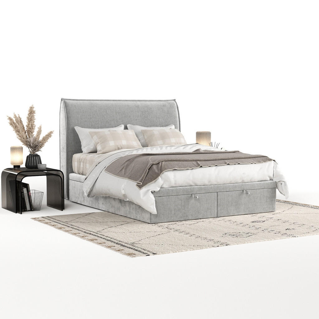 Thumbnail - AltaBeds Polsterbett, Hellgrau, Textil, Buche, Kiefer, 140x200 cm, Oeko-Tex® Standard 100, Handmade in Europe, Schlafzim...