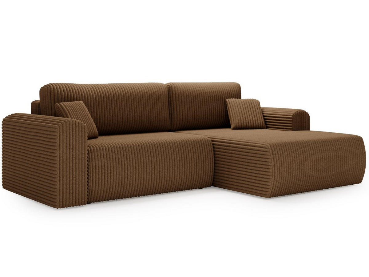 ECKSOFA Belvio Braun Rechts - Schwarz/Braun, Holz/Textil (257/177cm) - Graingold