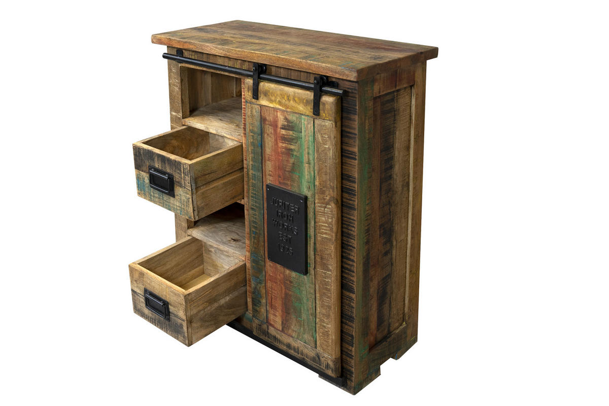 SIDEBOARD LIBRO - Hellbraun/Multicolor, Akazienholz/Holz (75/90/36cm) - SAM