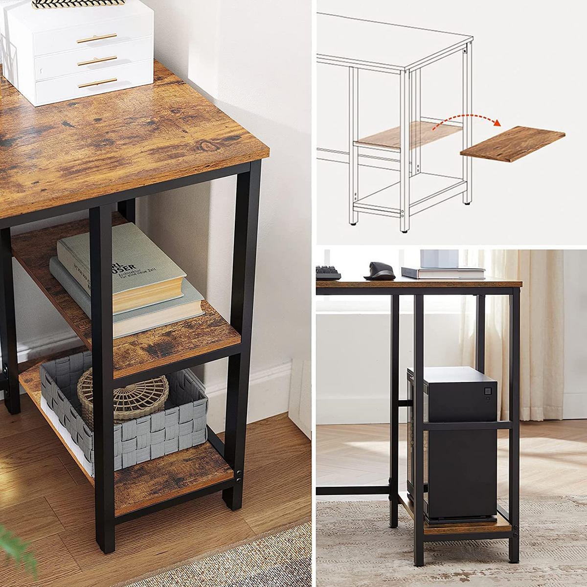 ECKSCHREIBTISCH COMPUTERTISCH - Braun, Holzwerkstoff (138/138/75cm) - Hansiro