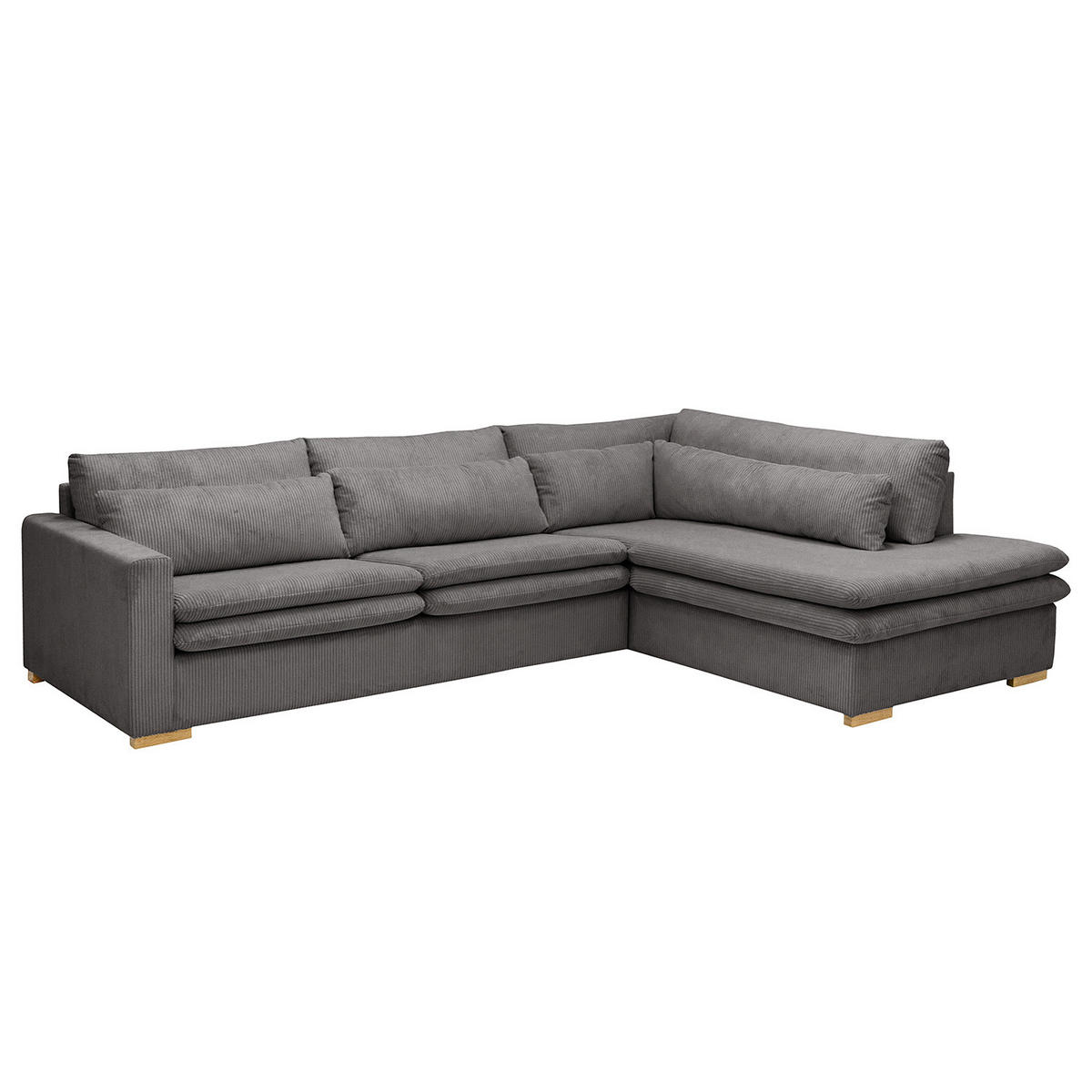 ECKSOFA mit Ottomane - Grau, Textil (299/216cm) - home24