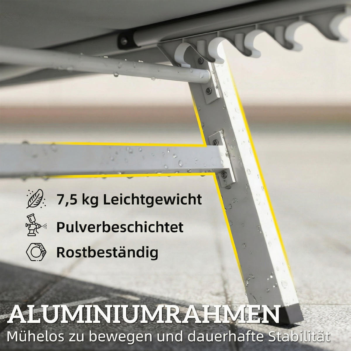 SONNENLIEGE Aluminium Hellgrau - Hellgrau/Weiß, Textil/Metall (64/90/181cm) - Outsunny