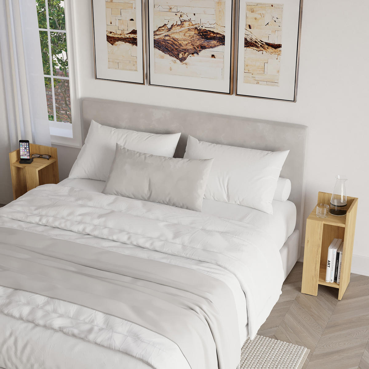 NACHTTISCH Elos Set Eiche 25/25/60 cm - Eichefarben, Holzwerkstoff (25/60/25cm) - Decortie