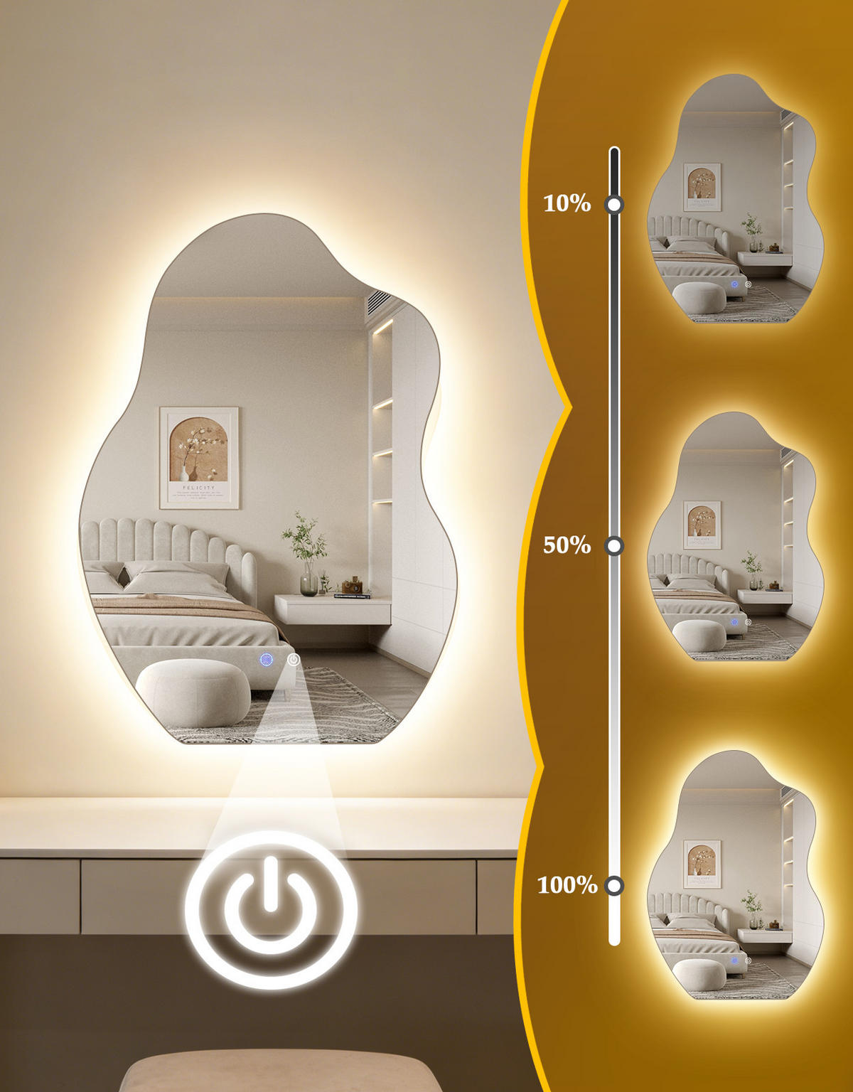 LED BADEZIMMERSPIEGEL 3.4/50/70cm - Weiß, Glas (3.4/70/50cm) - Nettlife