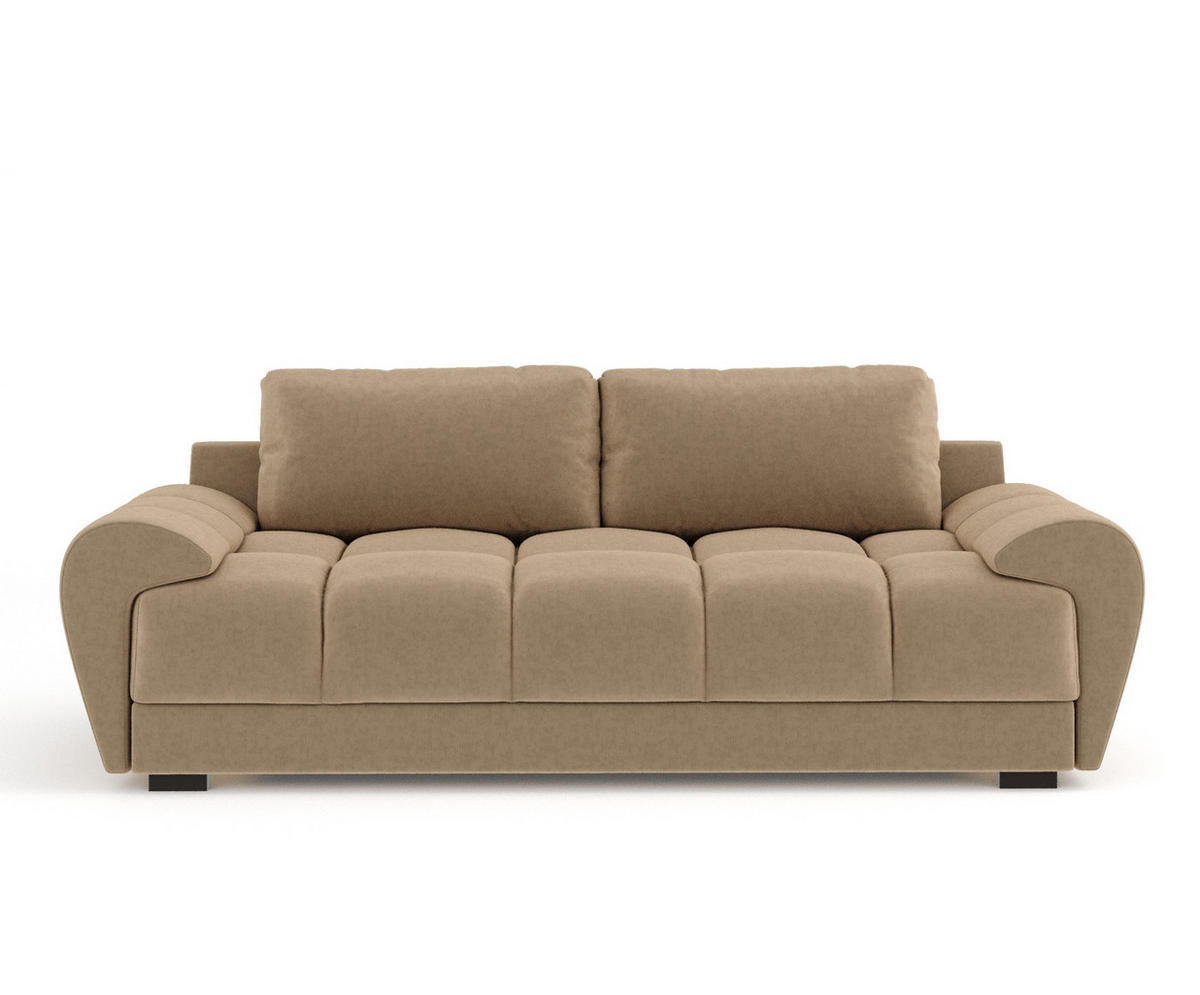 3-SITZER SOFA Peebles Beige Samtstoff - Beige/Schwarz, Holz/Holzwerkstoff (244/90/101cm) - Maison de Reve