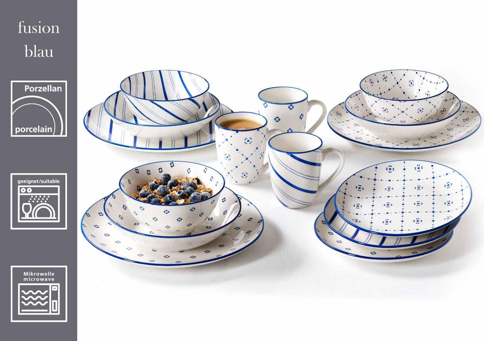 KOMBISET Fusion Blau 30er Set - Blau, Keramik (1/1/1cm) - Ritzenhoff Breker