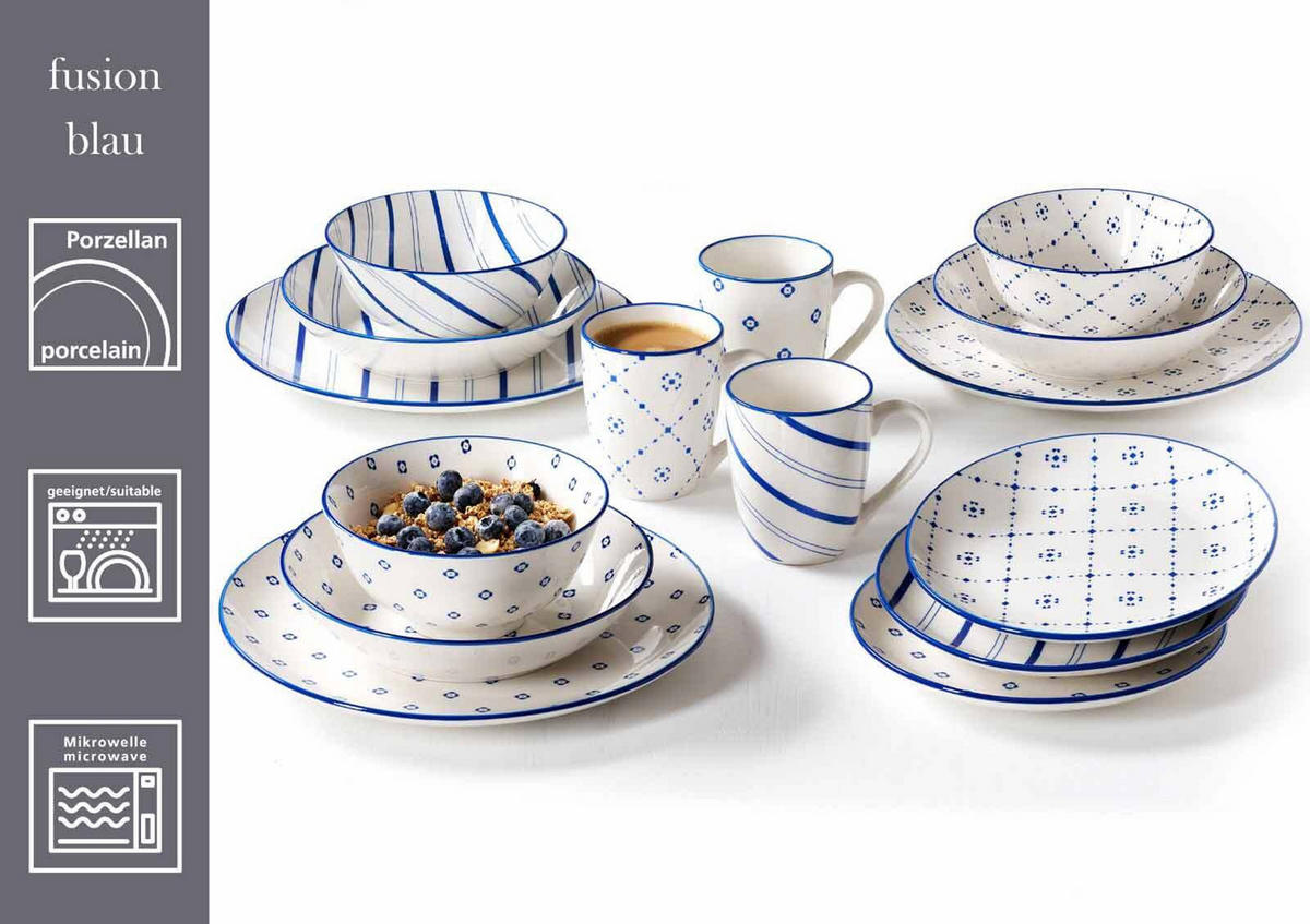 KOMBISET Fusion Blau 30er Set - Blau, Keramik (1/1/1cm) - Ritzenhoff Breker