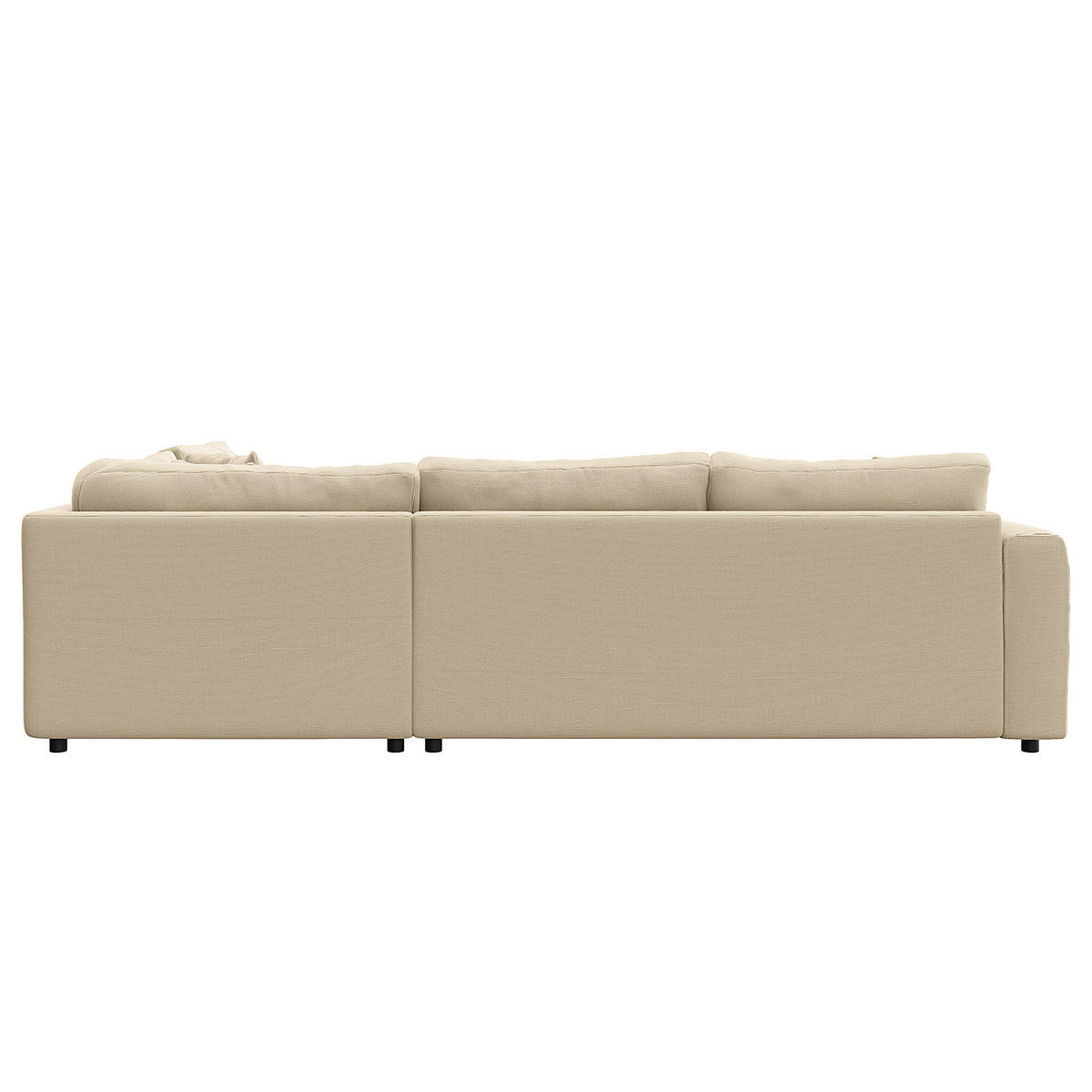 ECKSOFA mit Ottomane - Beige/Schwarz, Holz/Kunststoff (267/254cm) - home24