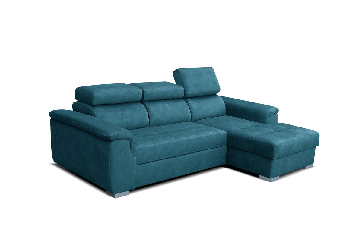 ECKSCHLAFSOFA SILVER Holz, hochelastischer Schaum - Blau, Holz (108/247cm) - Robin