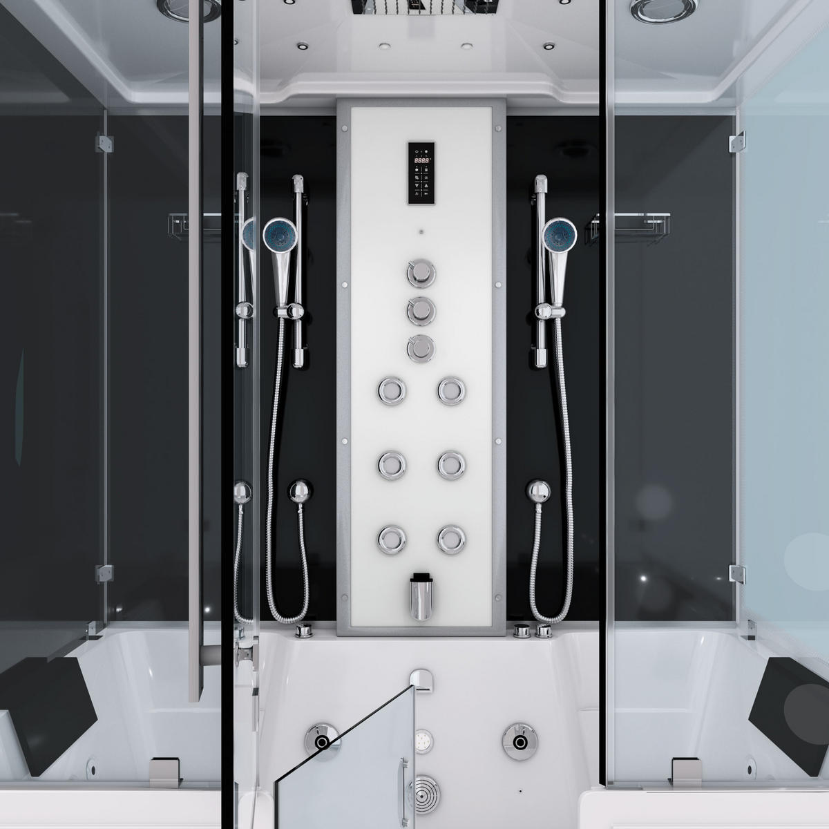 WHIRLPOOL mit Tür Dusche K88-SW-TH-A-SC-EA Duschkabine - Schwarz, Glas/Kunststoff (180/228/100cm) - AcquaVapore by Sandra Jentho