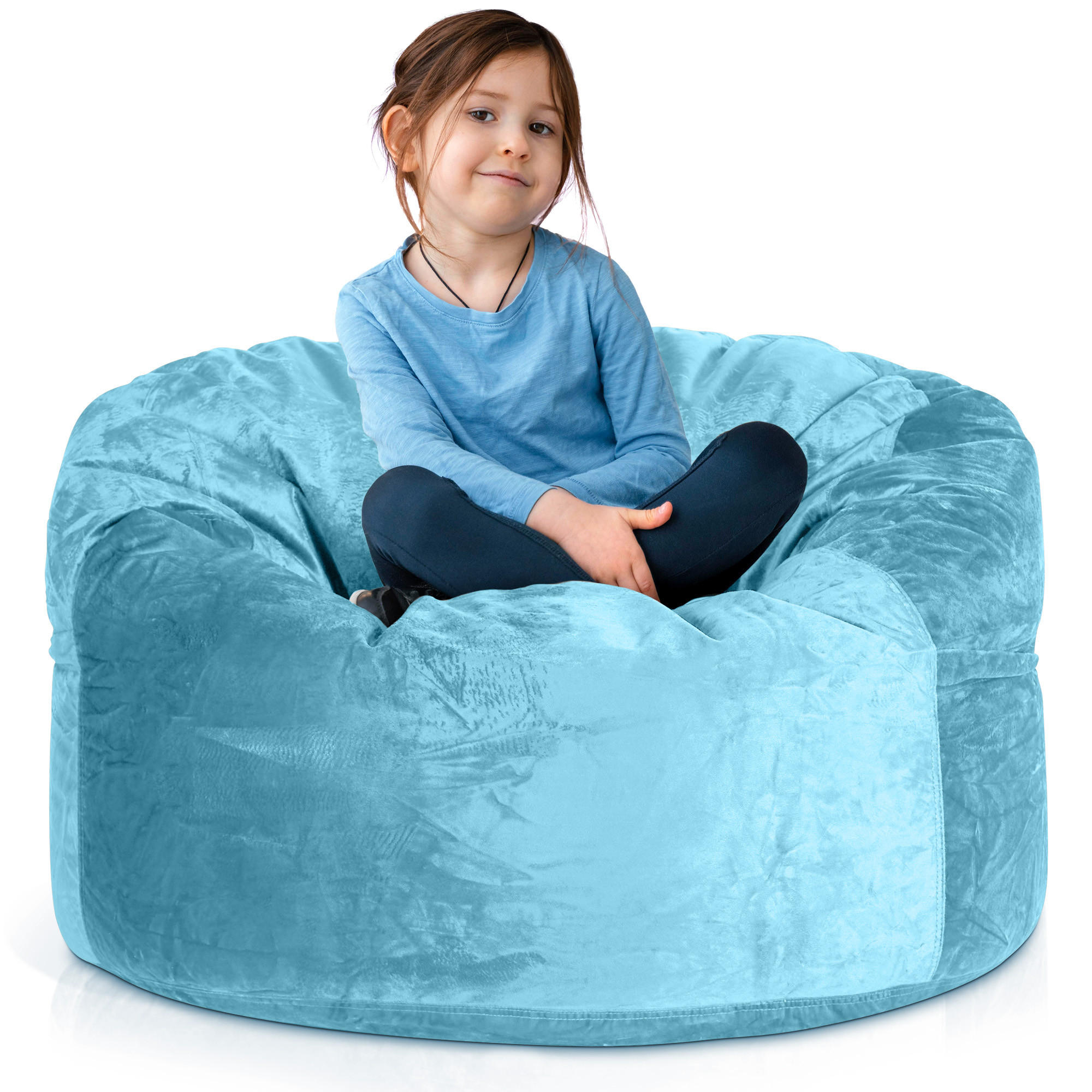 RIESEN-SITZSACK XXL JUMBO Velours 3ft - Hellblau, Textil (105/65/105cm) - Green Bean