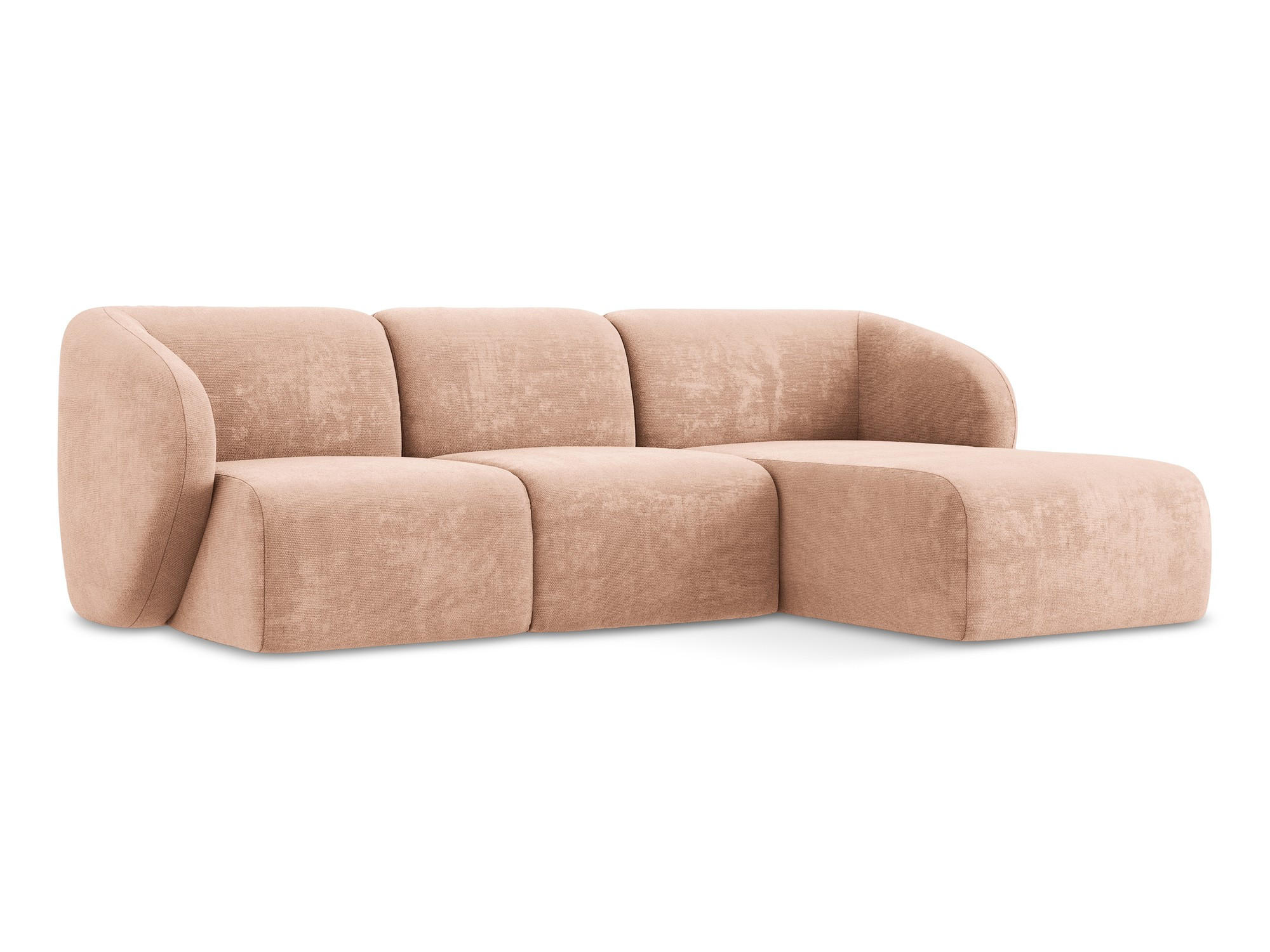 ECKSOFA Rechts Chenille Stoff Pink - Koralle/Schwarz, Holzwerkstoff/Kunststoff (248/166cm) - Makamii