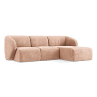ECKSOFA Rechts Chenille Stoff Pink - Koralle/Schwarz, Holzwerkstoff/Kunststoff (248/166cm) - Makamii