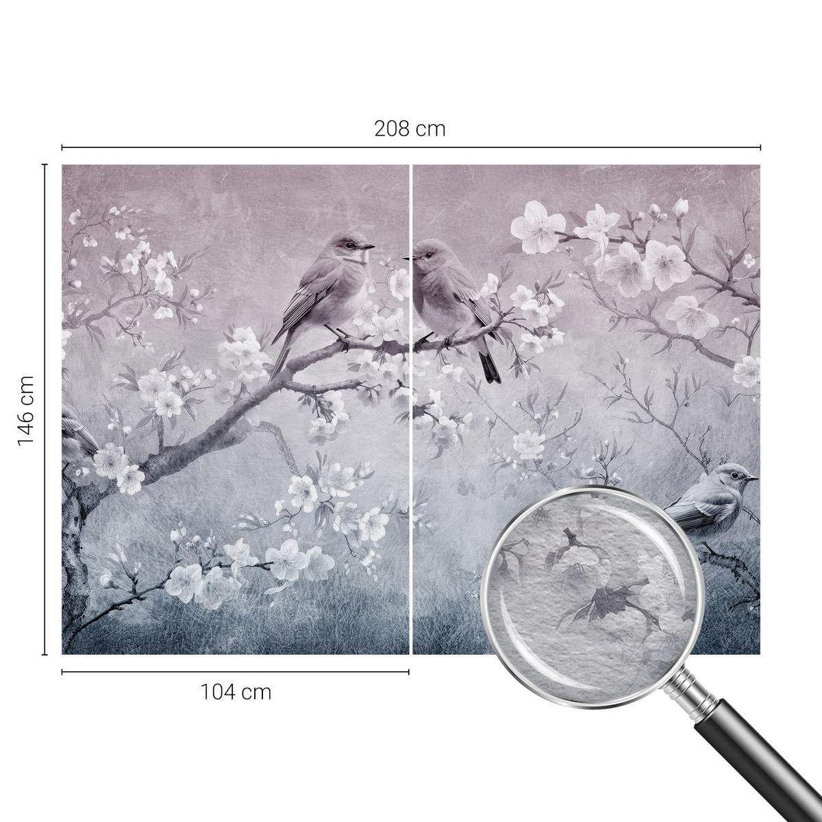 FOTOTAPETE 208x146 cm - Subtile Natur - Grau, Textil (208/146cm) - Wallfluent