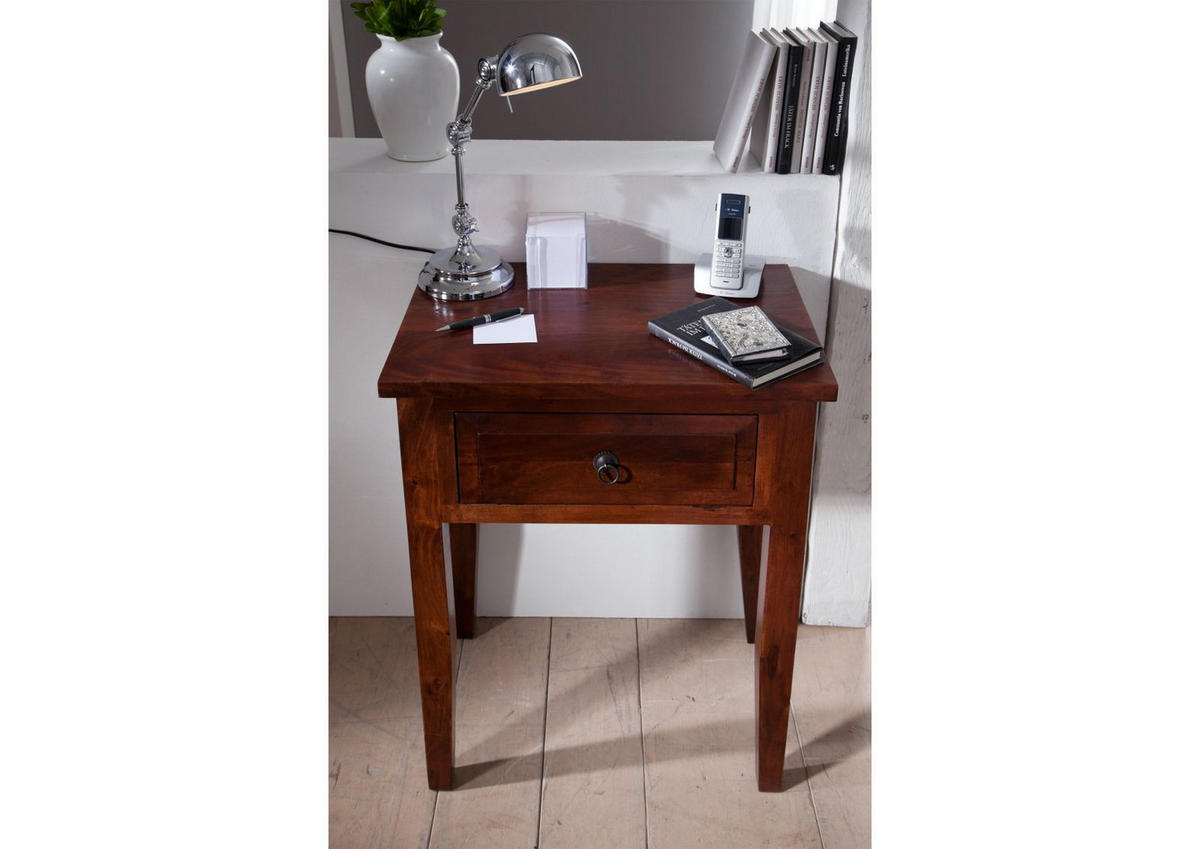 BEISTELLTISCH Akazie 60x40x75 nougat lackiert OXFORD #907 - Dunkelbraun, Holz (40/60/75cm) - Massivmoebel24