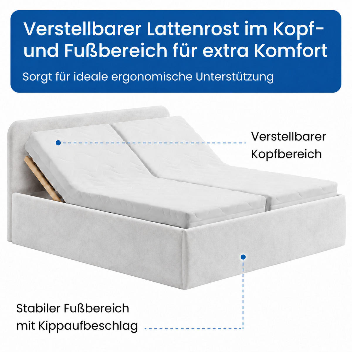 POLSTERBETT 200x200 cm Microvelours in Weiß - Weiß, Textil (200/200cm) - Home Collective