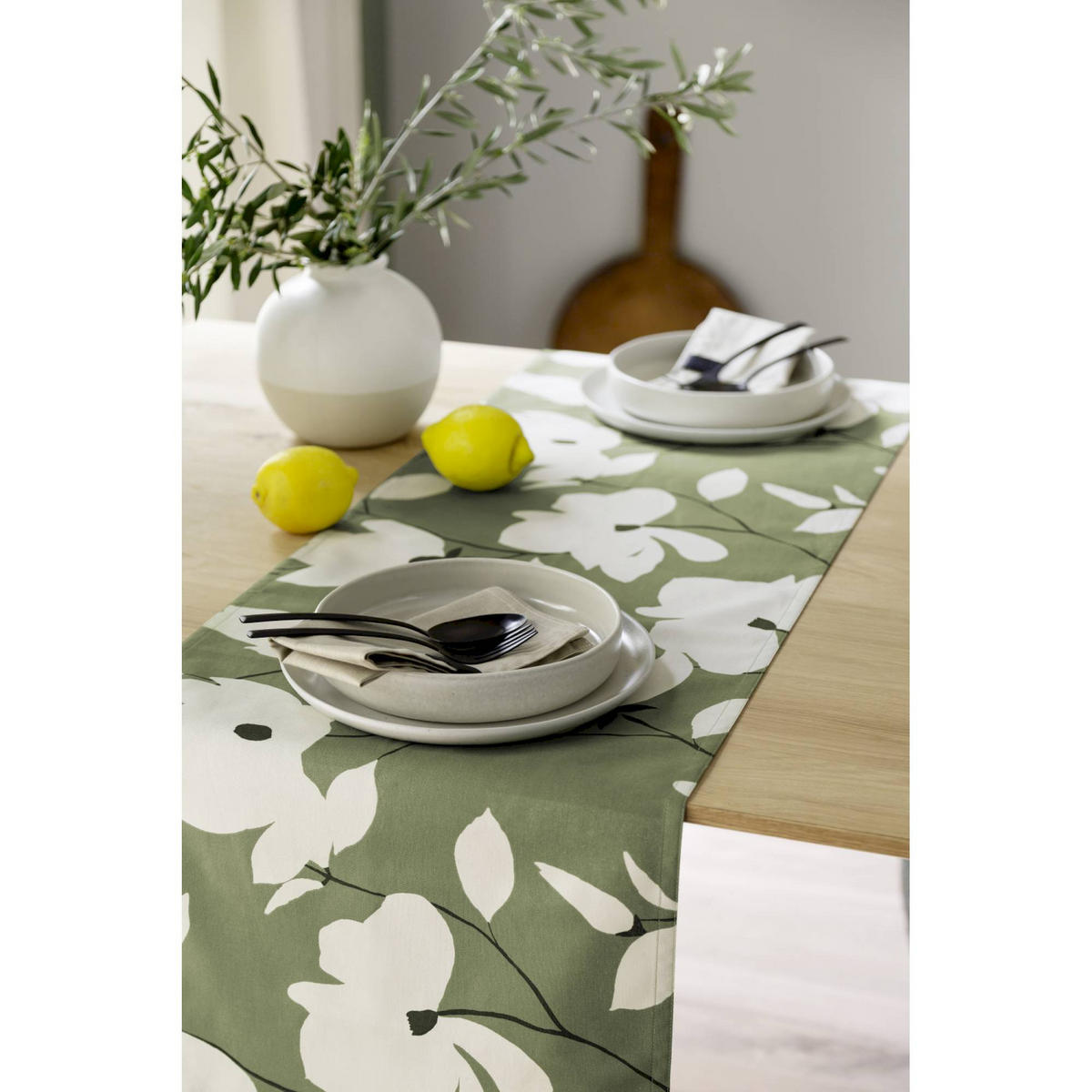 TISCHLÄUFER FLEUR - Grau, Textil (150/40/0.5cm) - Schöner Wohnen