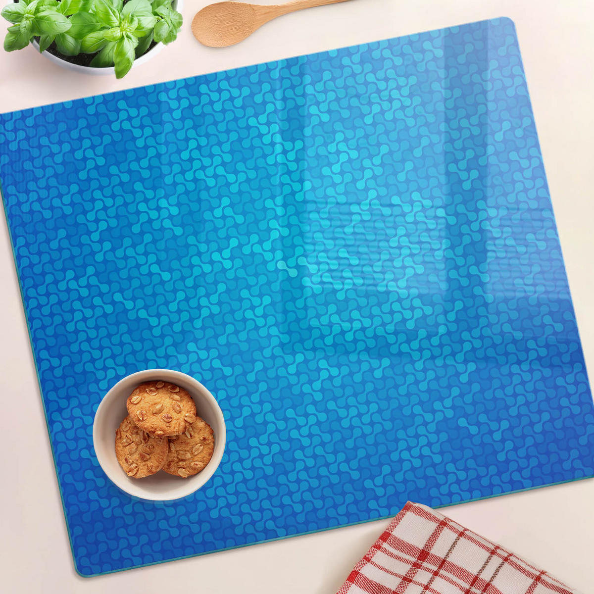 GLASPLATTE 60x52 cm Abstrakt - Blau, Glas (60/0.4/52cm) - TULUP