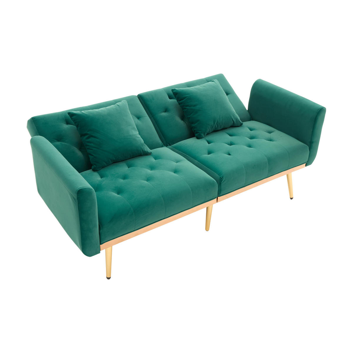 SOFA 2-Sitzer 165/72,5/75 cm Smaragd - Smaragdgrün, Textil (72.5/75/165cm)