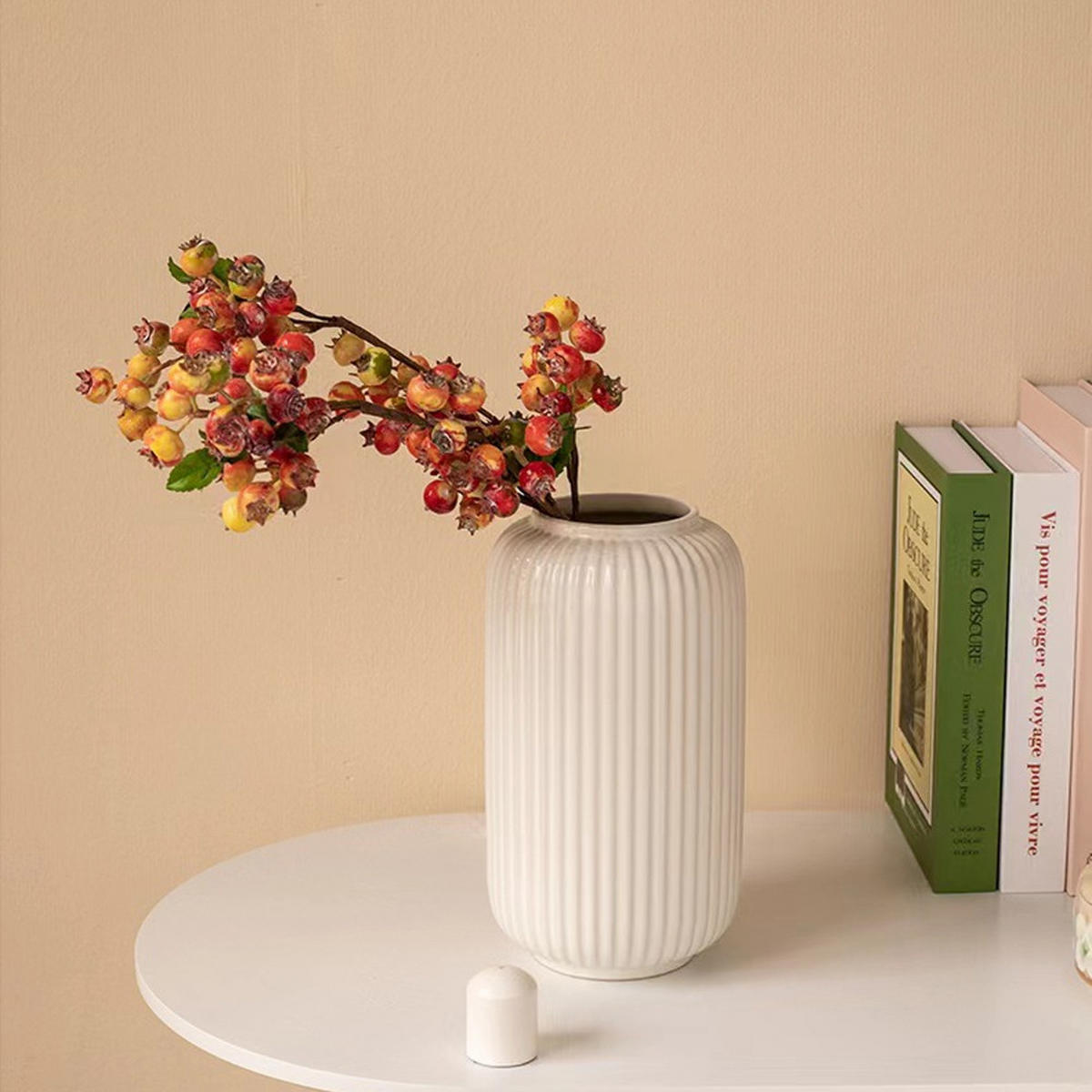 VASE 7.5 x 7.5 x 20 cm Kunststoff - Weiß, Keramik (20cm) - LIBRATON