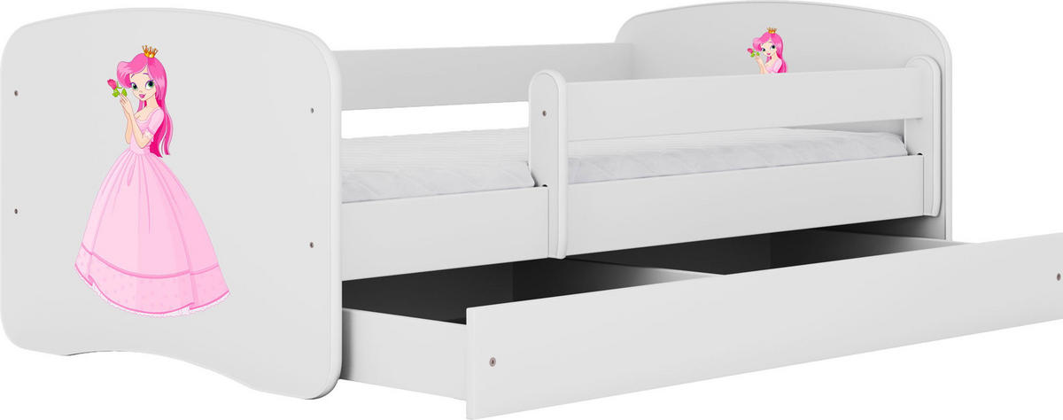 KINDERBETT Emily mit Schublade und Matratze, Weiß 70x140 cm - Altrosa/Weiß, Holzwerkstoff (140/70cm) - WFL GROUP