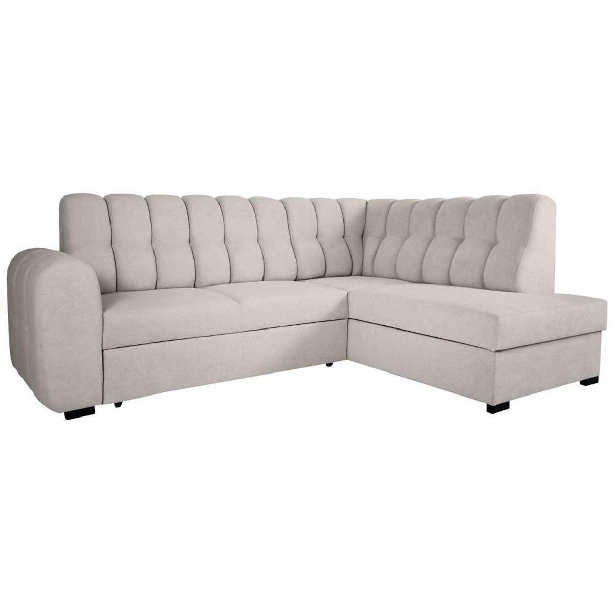 ECKSCHLAFSOFA Zoja rechts beige - Beige/Schwarz, Textil (261/193cm) - Beautysofa