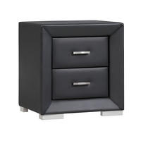 NACHTTISCH mit 2 Schubladen - Kunstleder - Schwarz - CAPITOLE - Schwarz, Leder (43/54.5/51.5cm) - Vente-Unique