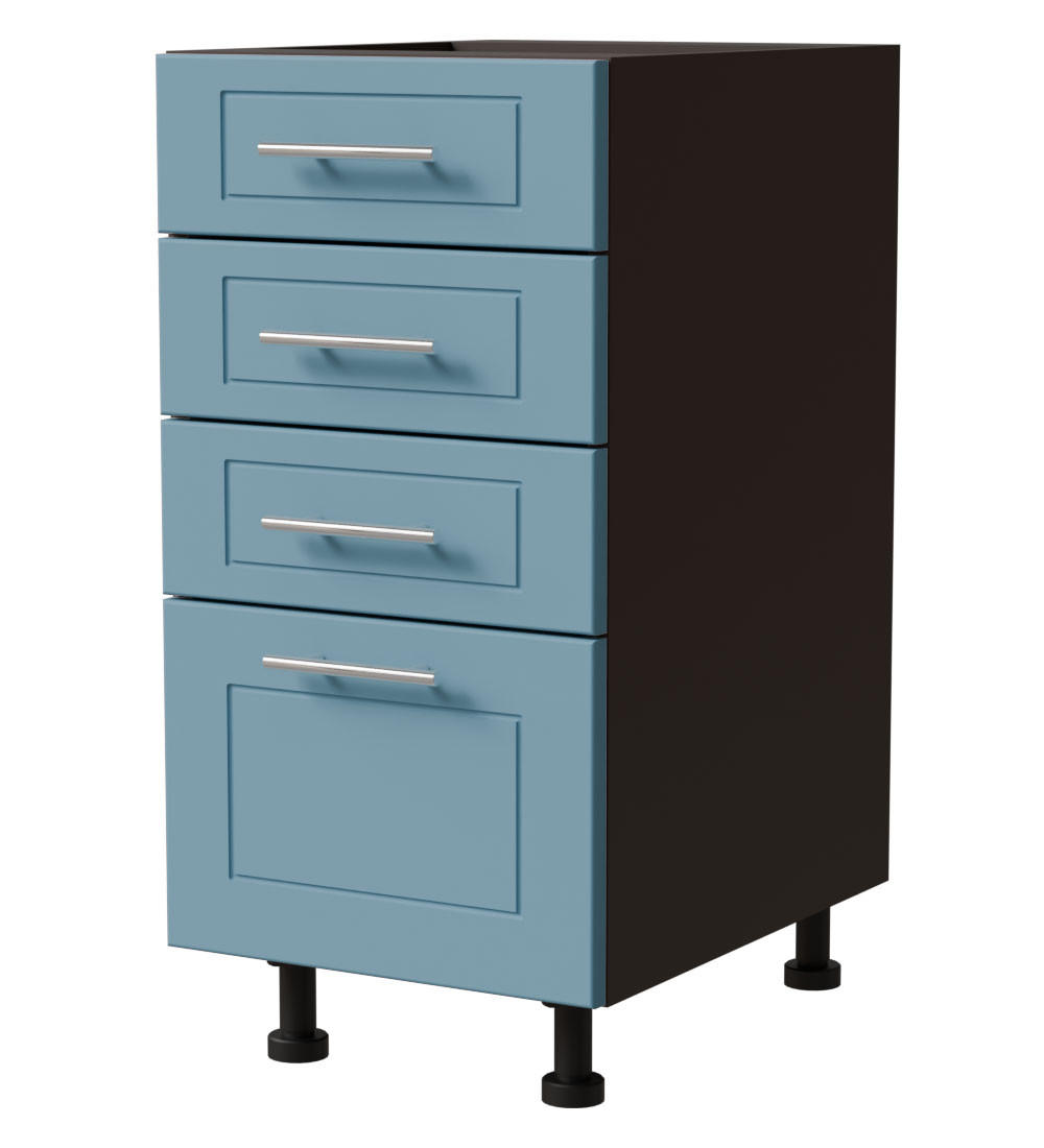 SCHUBLADENUNTERSCHRANK Bari D4/40 Lava / RAL 5024 pastellblau 40 / 50 / 82cm REJS Vollauszug - Blau/Dunkelgrau, Holz/Holzwerkstoff (40/82/50cm) - Feldmann-Wohnen