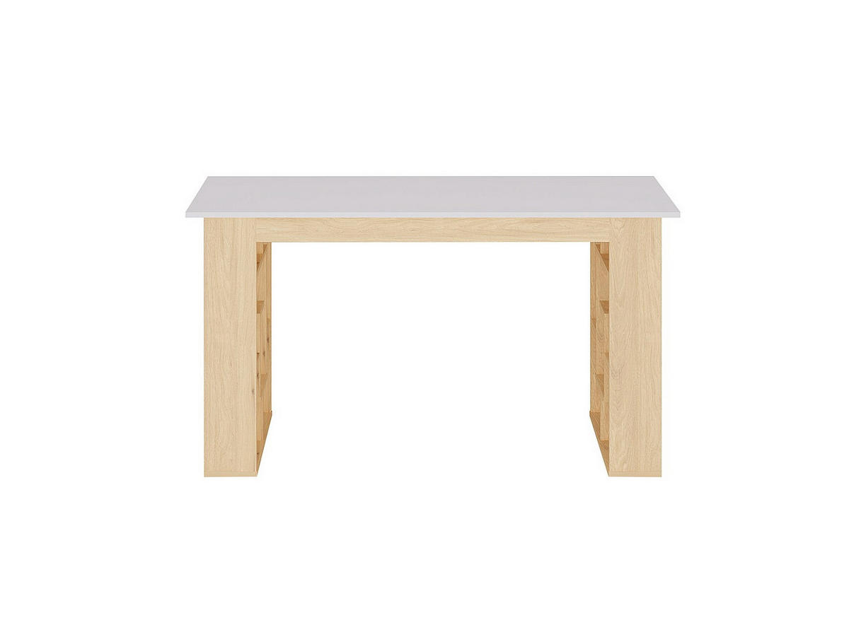 SCHREIBTISCH mit 10 Regalfächern - Holzfarben & Weiß - JOVISO - Naturfarben, Holz (140/60/75cm) - Vente-Unique