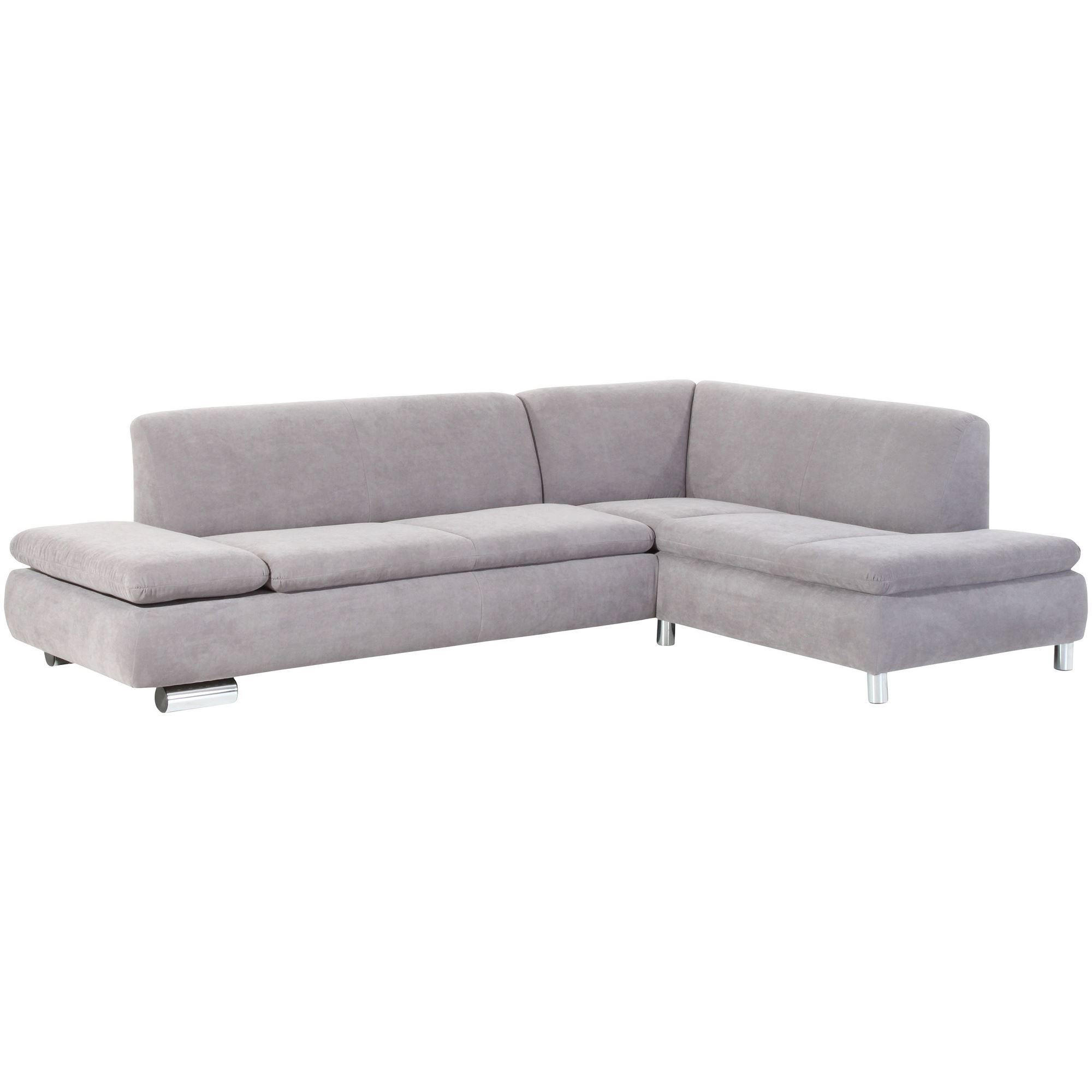 ECKSOFA mit Ottomane rechts Kaye Bezug Veloursstoff Metallfuß verchromt / silber - Grau, Kunststoff (270/190cm) - 58aufmkessel