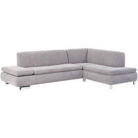 ECKSOFA mit Ottomane rechts Kaye Bezug Veloursstoff Metallfuß verchromt / silber - Grau, Kunststoff (270/190cm) - 58aufmkessel