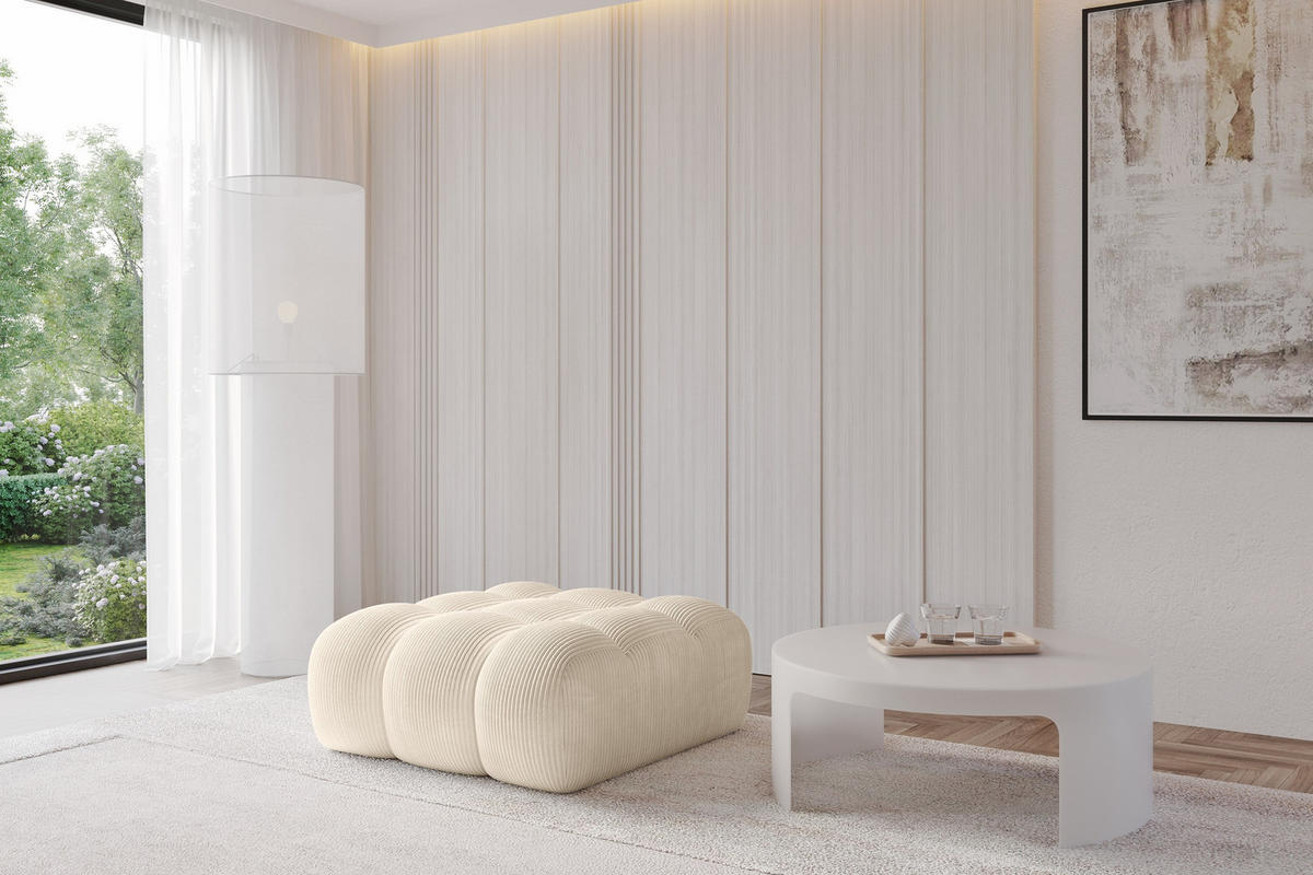 TABURET OLEA-PUF 91x87x44 cm Béžová Manšestr - černá/šedobéžová, kompozitní dřevo/textil (91/44/87cm) - ALTDECOR