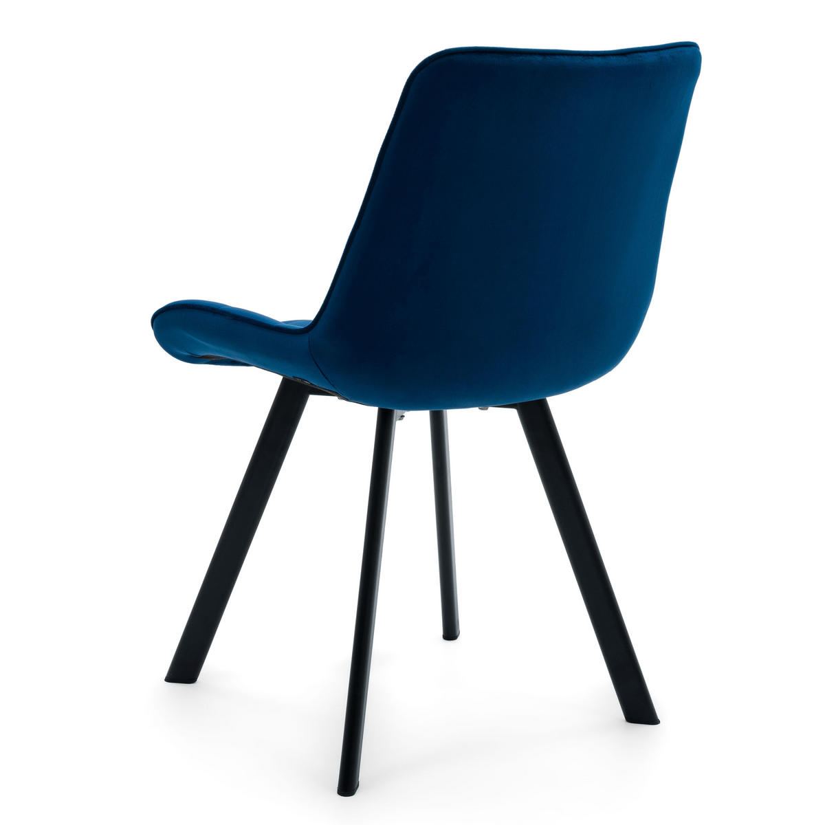 STUHL TORI gepolsterter mit Steppung - dunkelblau - Samt Velour - Blau/Schwarz, Textil/Metall (53/86/60cm) - NEW HOME