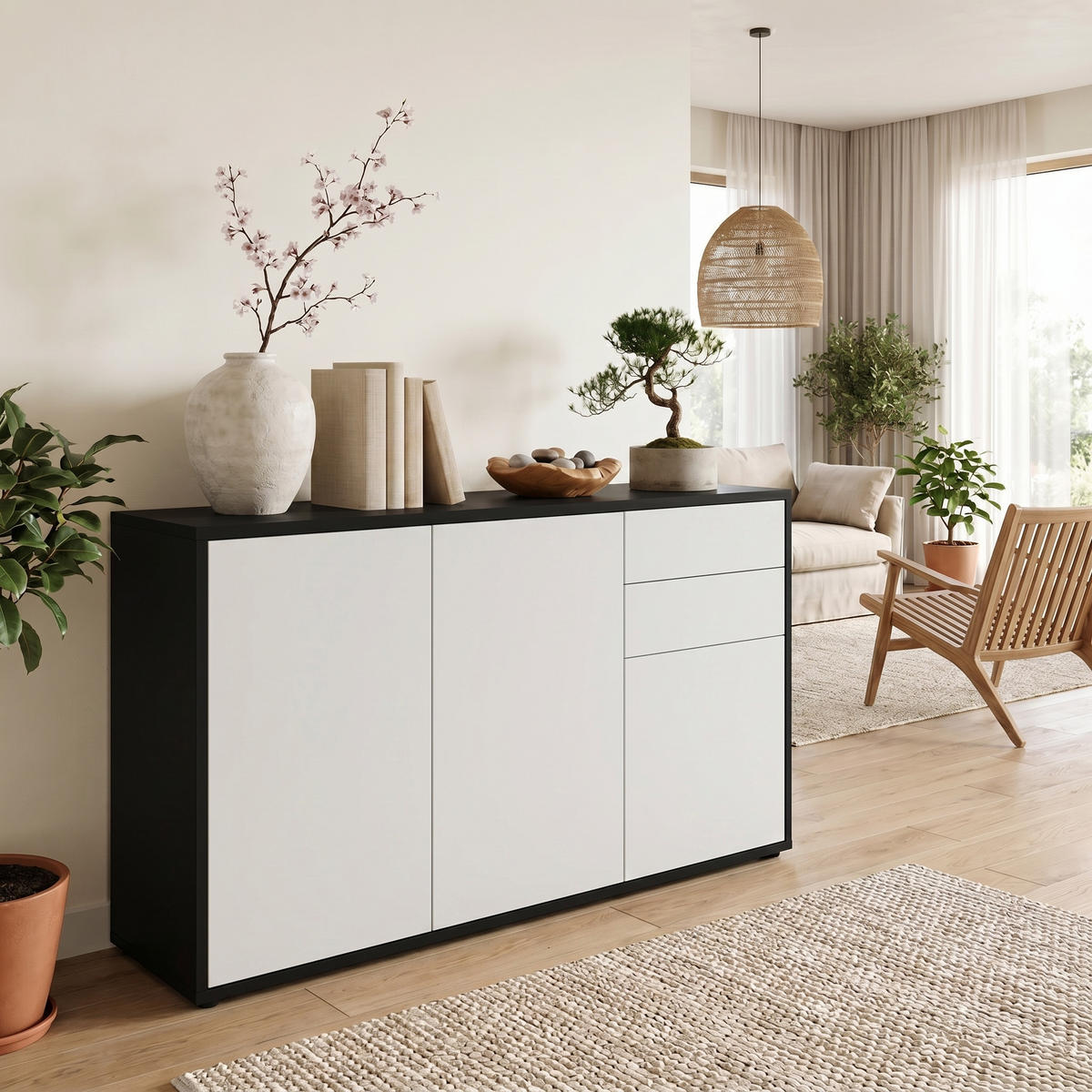 KOMMODE Ben Front in Weiß matt - Weiß, Holzwerkstoff (117/74/36cm) - Vladon