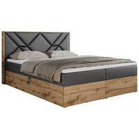 BOXBETT GUNAR - 120/200 Dunkelgrau Kunstleder - H3 - Dunkelgrau, Holz/Textil (120/200cm) - MKS
