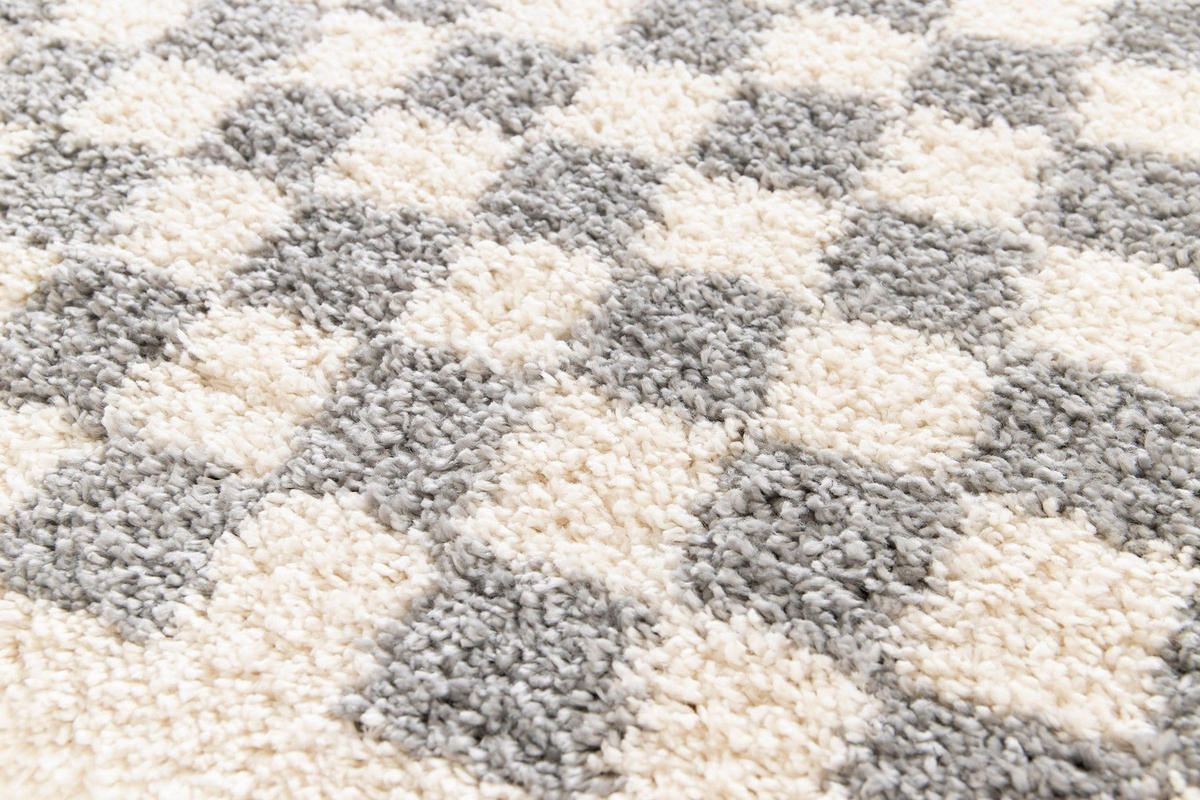 TEPPICH kariert langflorig weich voluminös grau - Grau, Textil (80/150cm) - AFK Living