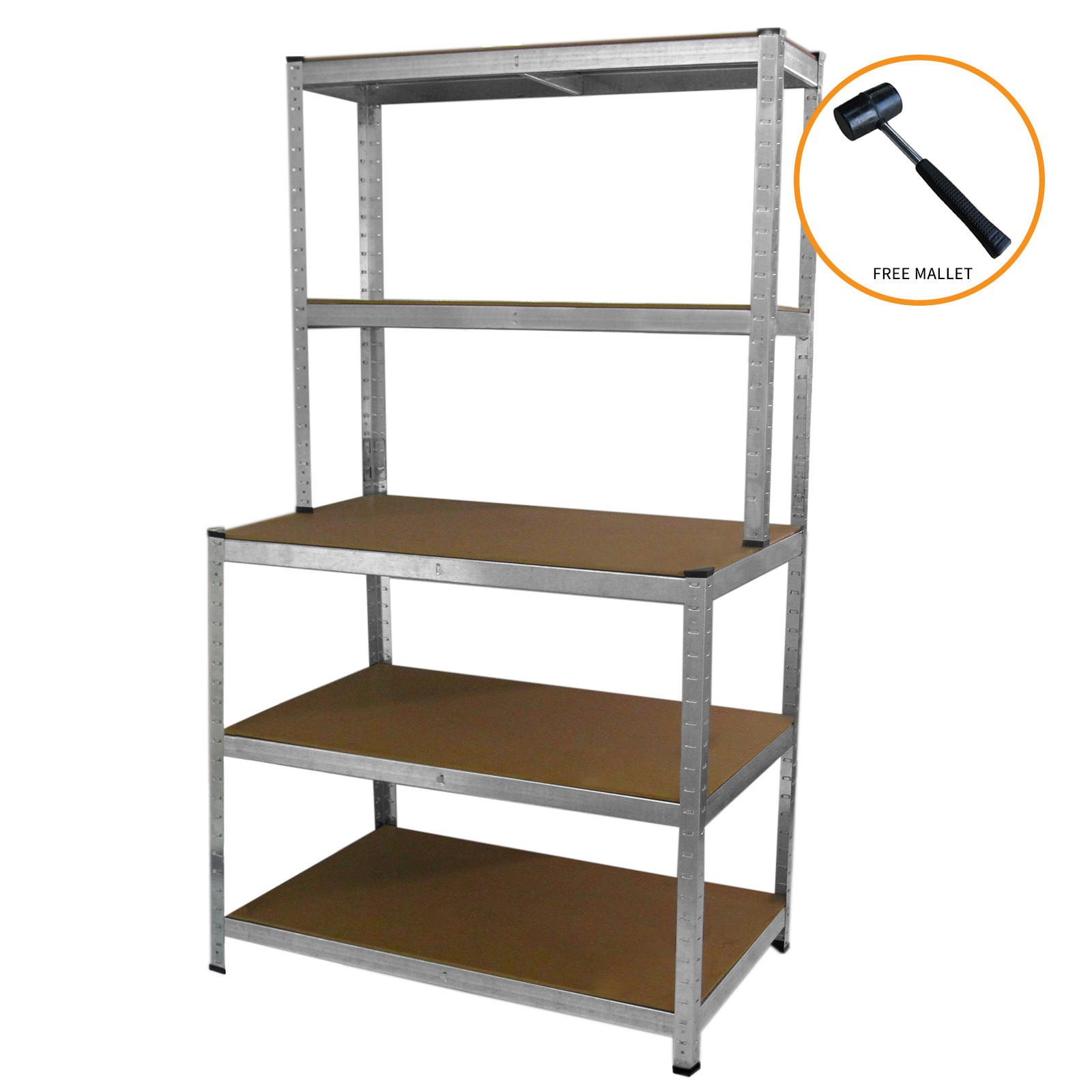 WERKBANK mit Gummihammer - Silberfarben, Metall (100/180/60cm) - Monster Racking