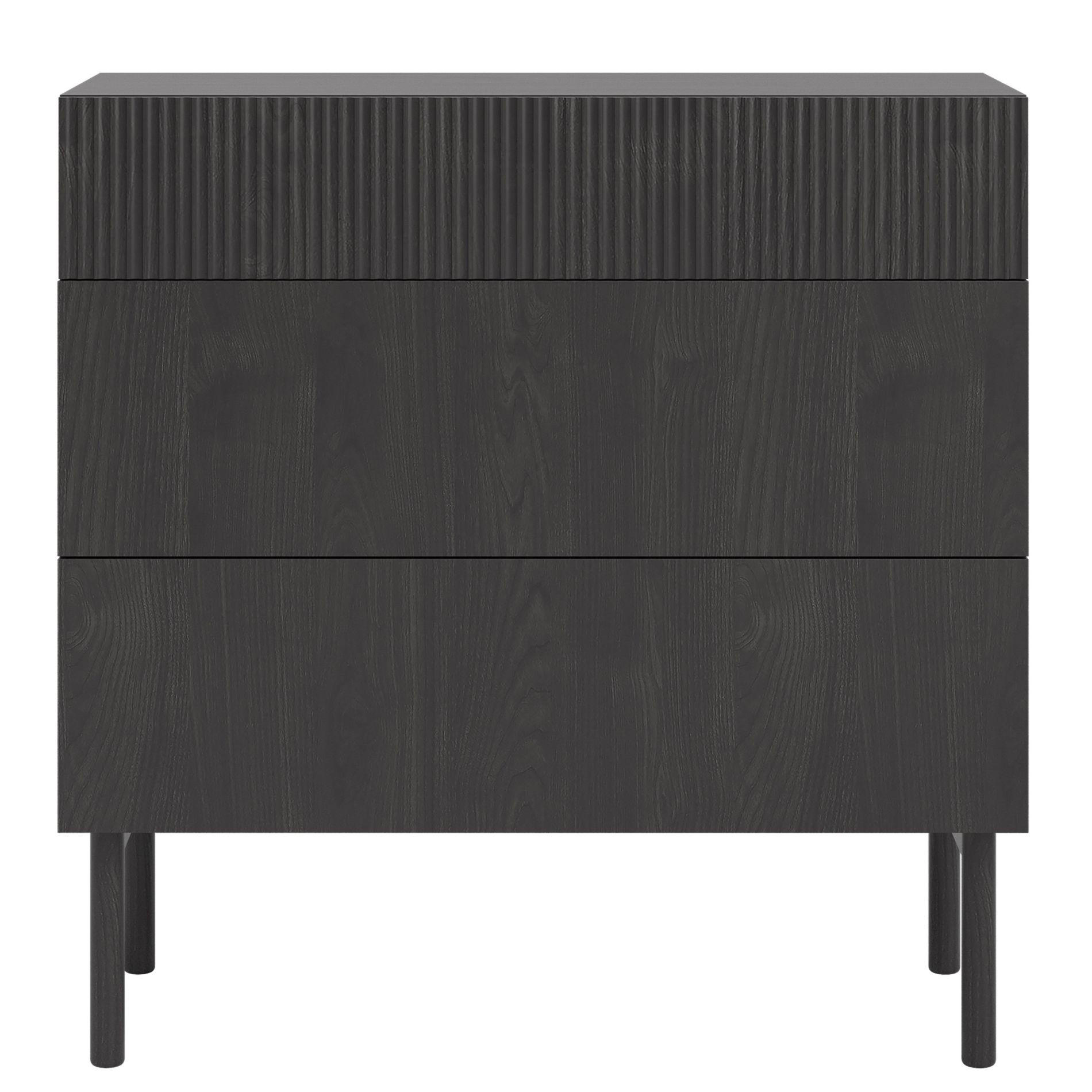 KOMMODE Nolie Holzoptik Esche Schwarz 90 cm - Schwarz, Holz/Holzwerkstoff (90/90.6/38cm) - Selsey