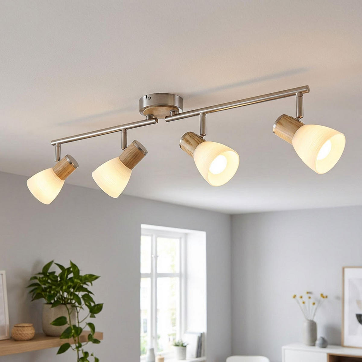 LED DECKENLEUCHTE Metall Silber GYLFI - Silberfarben, Glas (50/9/15.5cm) - Globo Lighting