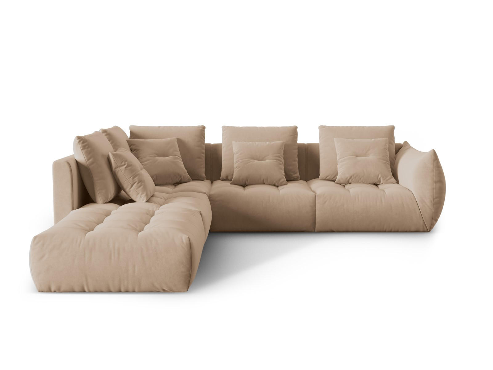 ECKSOFA modular links Bloom aus Samt sandfarben 4 Sitzplätze - Sandfarben, Textil (310/316cm) - Micadoni