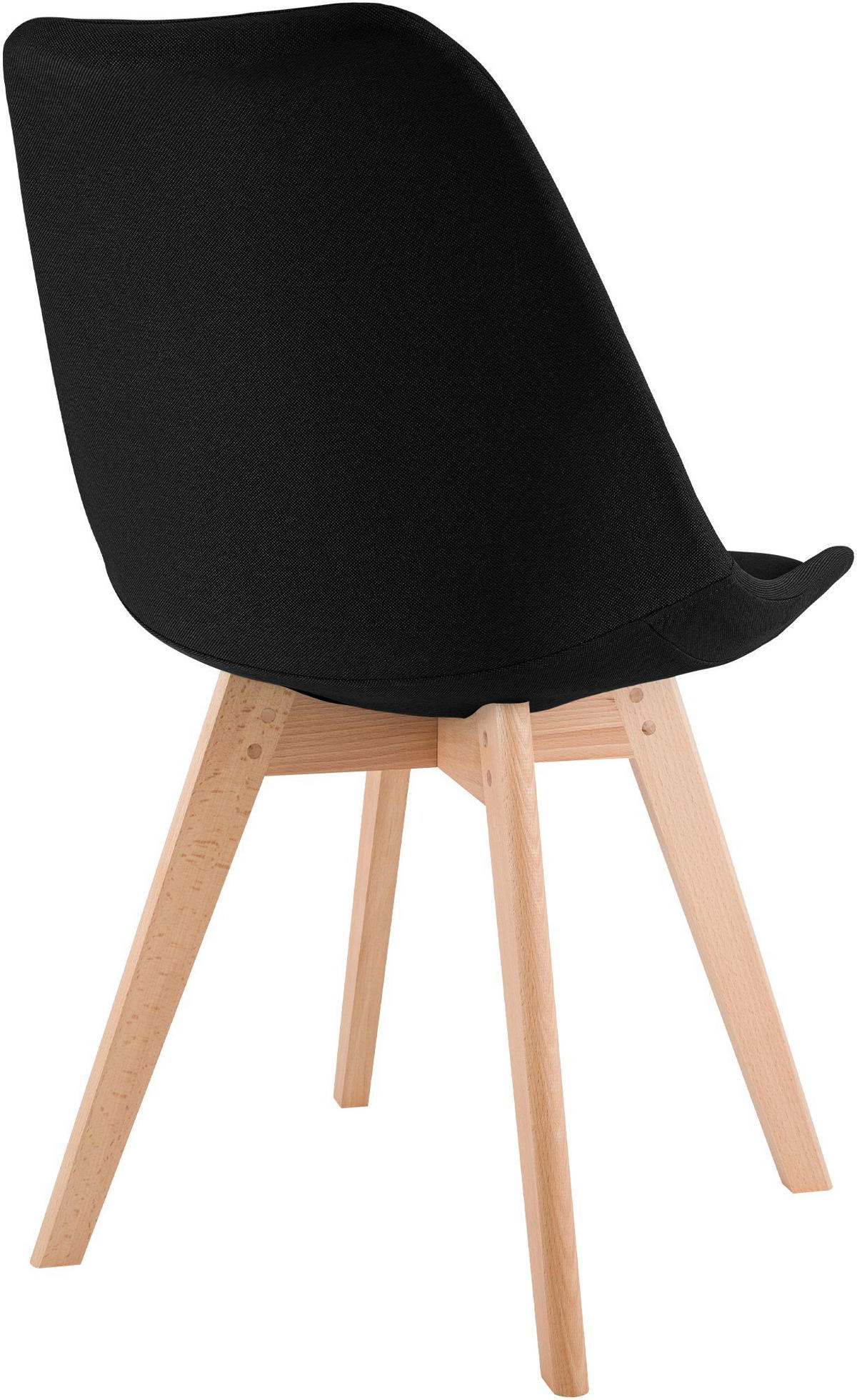 STUHL Stoff Schwarz - Eukalyptusholzfarben/Schwarz, Holz/Textil (49/83/50cm) - CLP