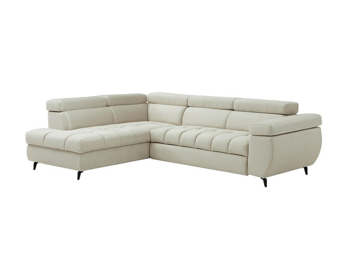 SCHLAFSOFA - 5 Personen - Samt - Beige - Beige, Textil (274/80/204cm) - Vente-Unique