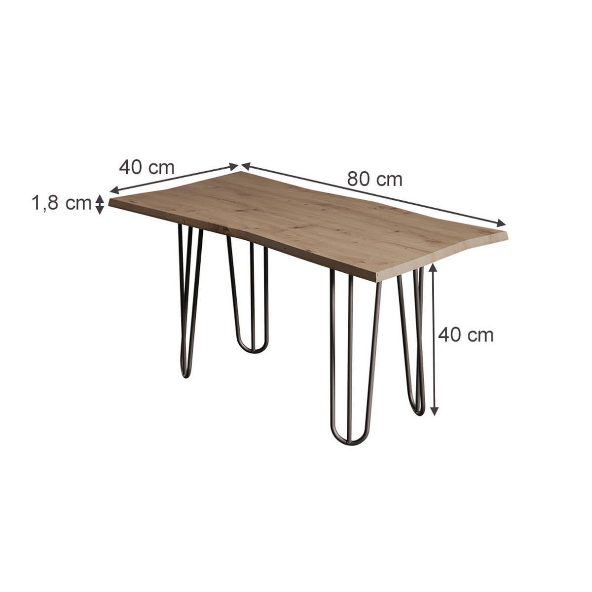 COUCHTISCH Yan Artisan 80 x 40 cm - Hellgrau, Holzwerkstoff (40/80/40cm) - Vicco