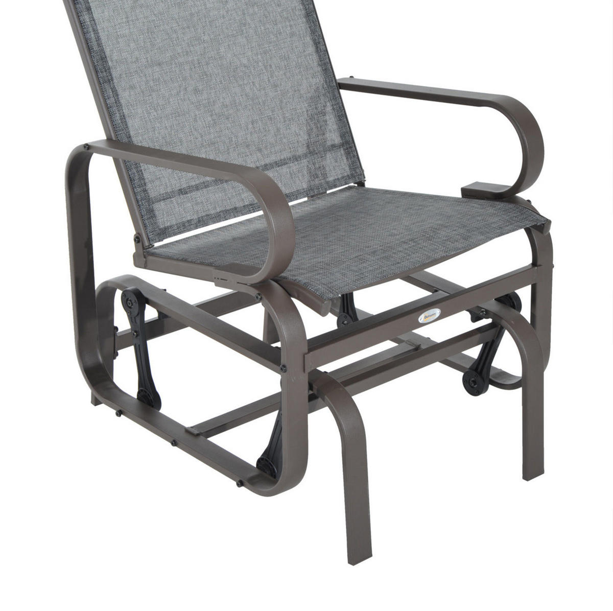 ZAHRADNÍ houpací křeslo 60/75/104 cm světle hnědé z kovu s prodyšnou síťovinou - světle hnědá, kov (75/104/60cm) - OKWISH