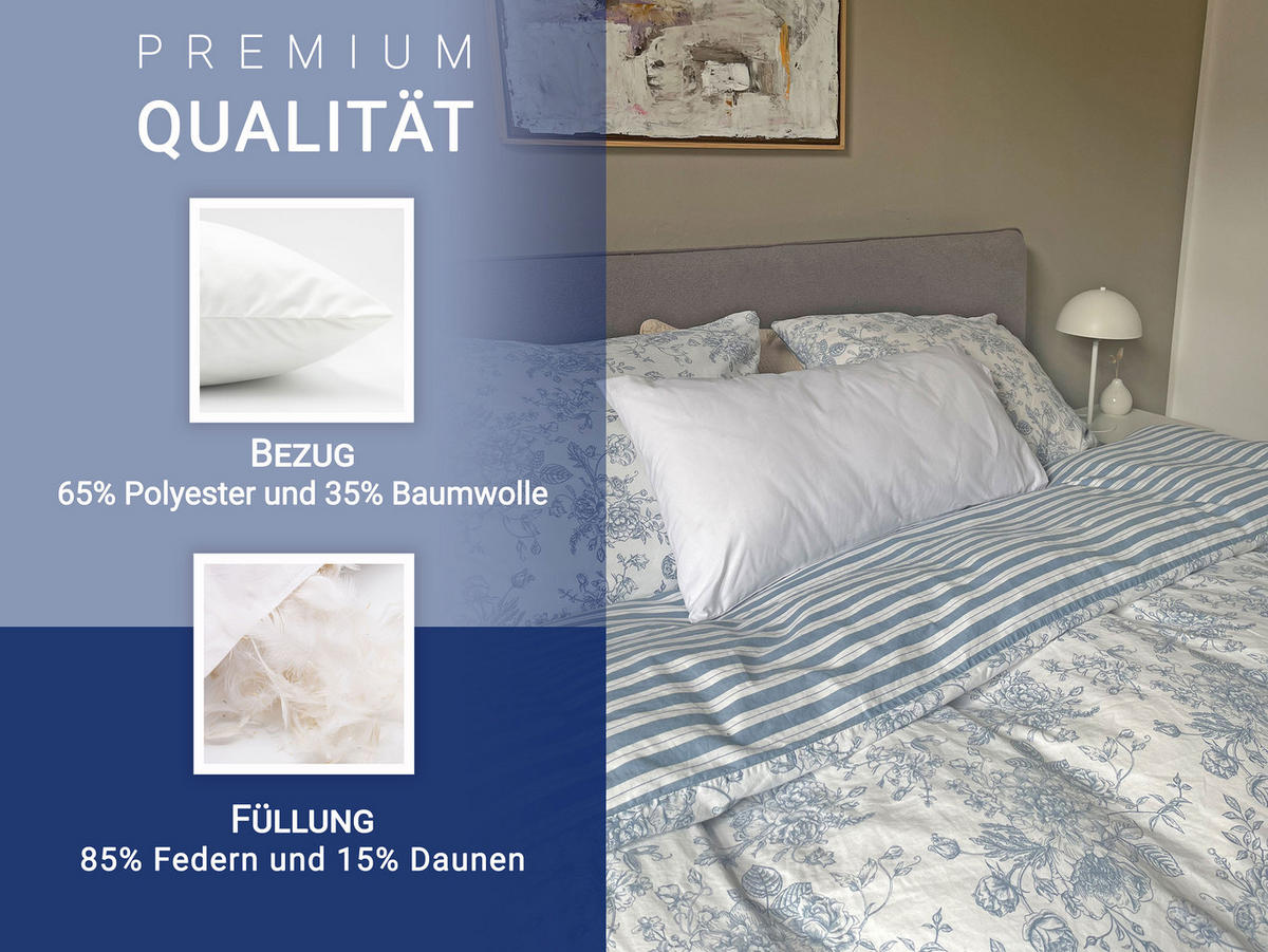 KISSEN, 60x80 cm, 85% Federn, 15% Daune - Weiß, Kunststoff (60/80cm) - Zollner