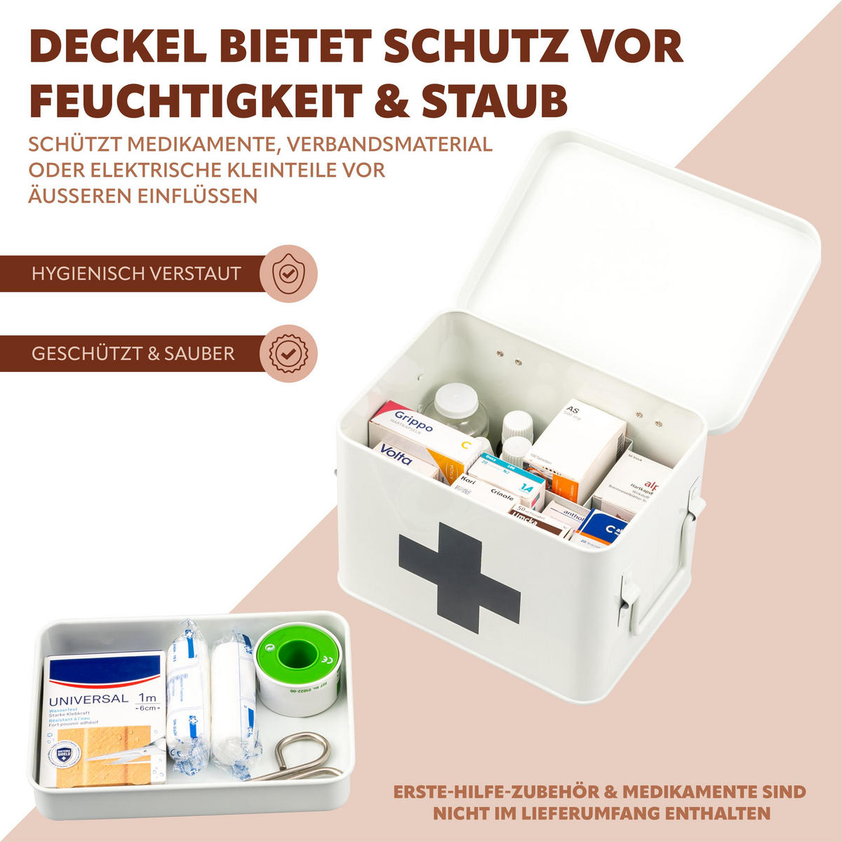 MEDIZINBOX, weiß, Metall - Weiß, Metall (22.5/15.5/16.5cm) - eluno