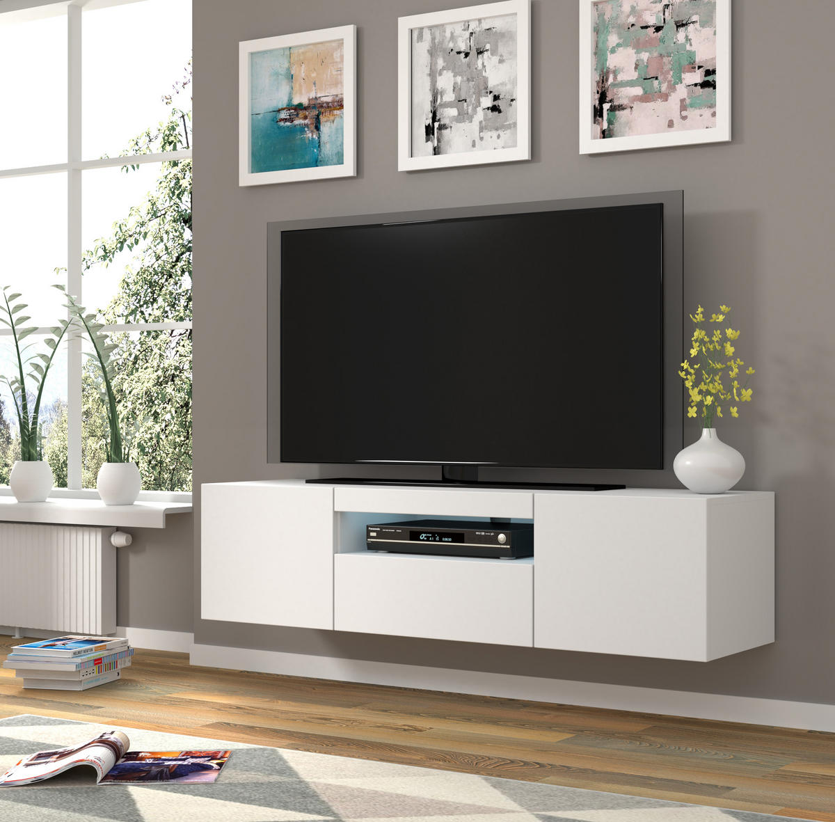 TV LOWBOARD Weiß 150/42/37 - Weiß, Holzwerkstoff (150/42/37cm) - RAUMHIRSCH FURNITURE