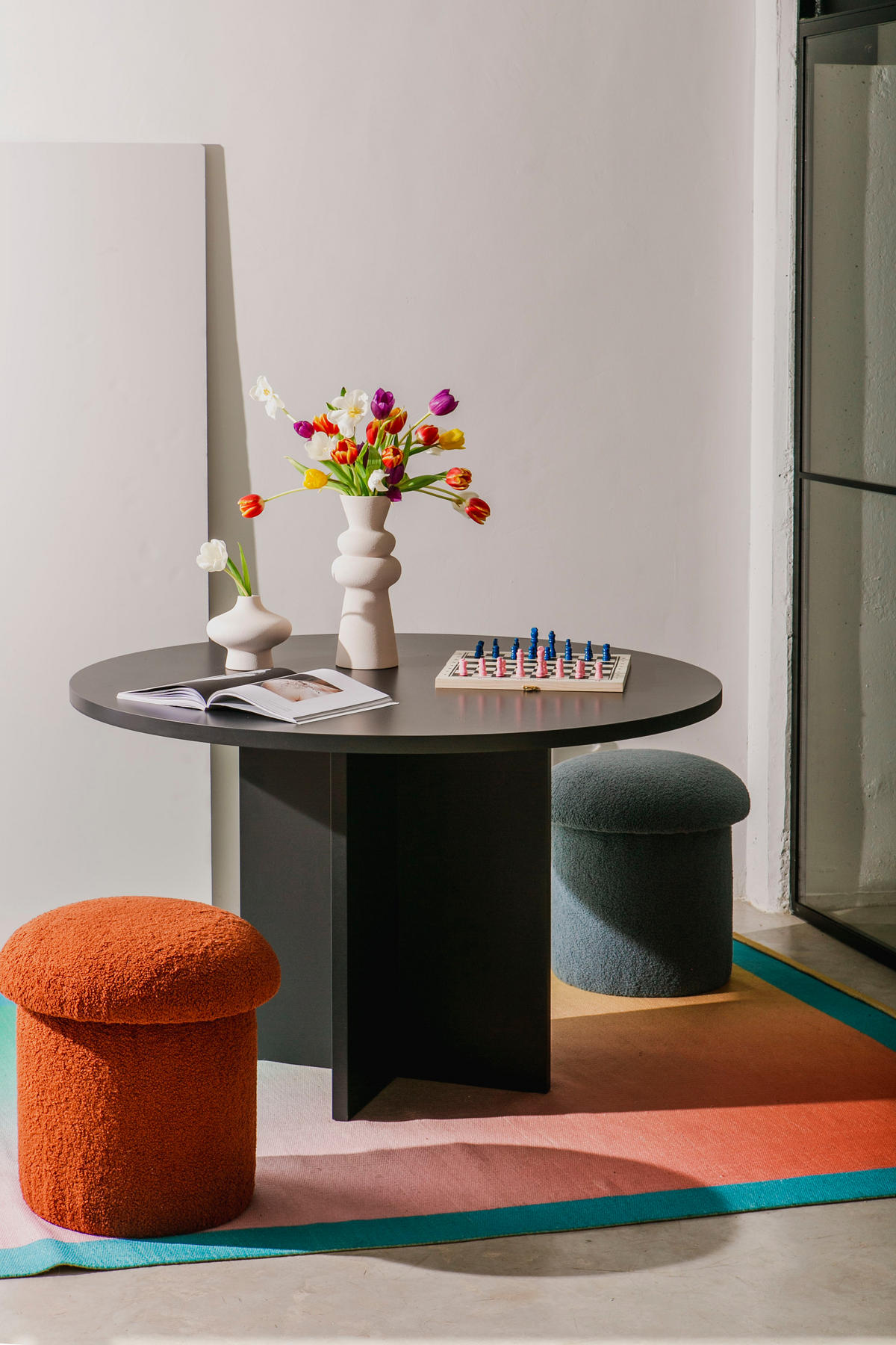 ESSTISCH Runder aus lackiertem MDF 3 cm in Schwarz, 120 cm - Schwarz, Holzwerkstoff (120/120/75cm) - RNT By Really Nice Things