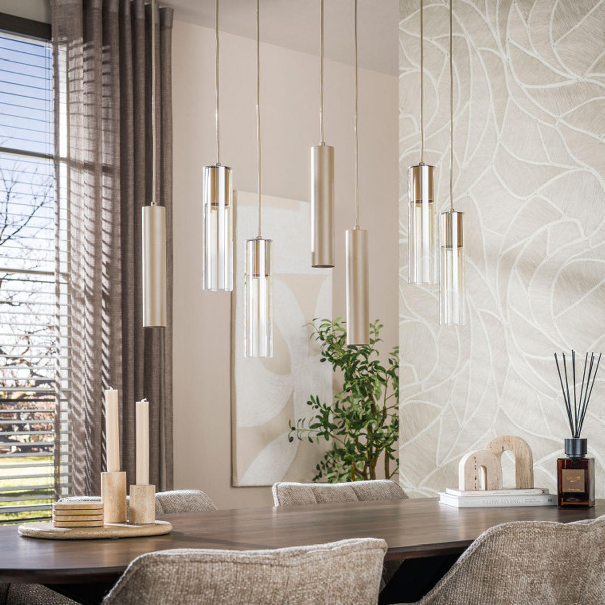 HÄNGELEUCHTE Linea Beige 19/84/150 cm - Beige, Textil (19/84/150cm) - Hoyz Collection